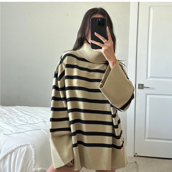 WeWoreWhat Sweaters - WeWoreWhat Striped Turtle Neck Sweater